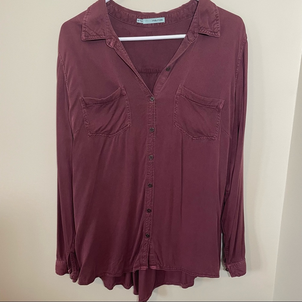 Maurice’s High Low Button Down Flannel Shirt